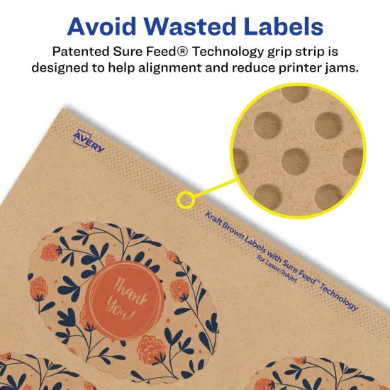 Avery Kraft Brown Oval Scalloped Labels with Sure Feed, 2" x 3" {4}