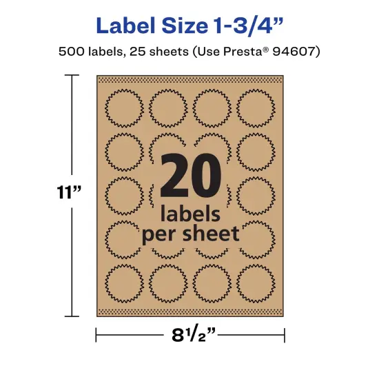 Avery Kraft Brown Starburst Labels with Sure Feed, 1.75" {5}