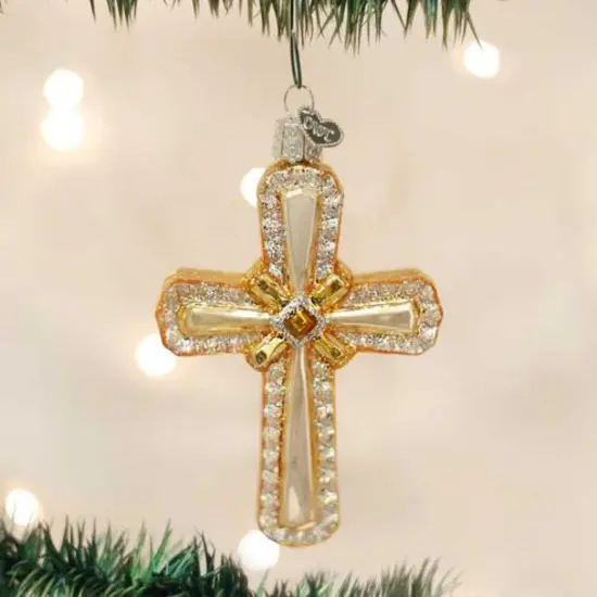 Old World Christmas 4.0 Inch Holy Cross Christmas Tree Ornament , Ornament Religious Silver Gold Multicolored {3}