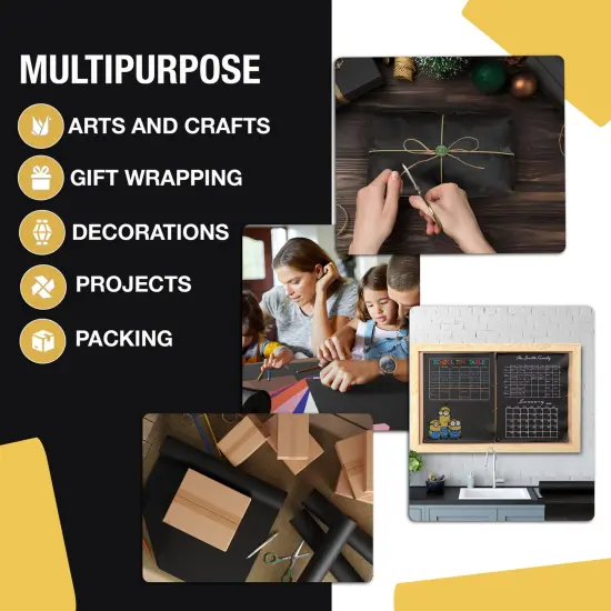 Kraft Paper Roll 17.75" X 1320" (110' Ft) Colored Paper Roll - Packing Paper Roll - Craft Supplies - Kraft Wrapping Paper Perfect as Shipping Paper Craft Paper Roll by Crown Display Black {4}