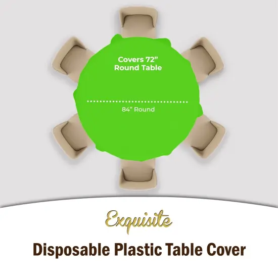 Exquisite Disposable Round Plastic Tablecloths &ndash; 12 Pack 84" Disposable Table Cloths &ndash; Indoor/Outdoor Party Tablecloth &ndash; Round Plastic Table Cover for Events & Party Supplies Lime Green {5}