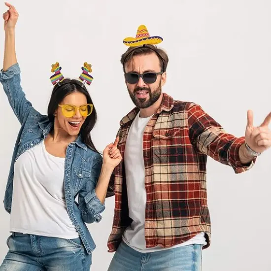 8PCS Cinco De Mayo Fiesta Headband - Mexican Sombrero/Pinata/Cactus/Taco Party Supplies Favors Accessories Decorations {2}