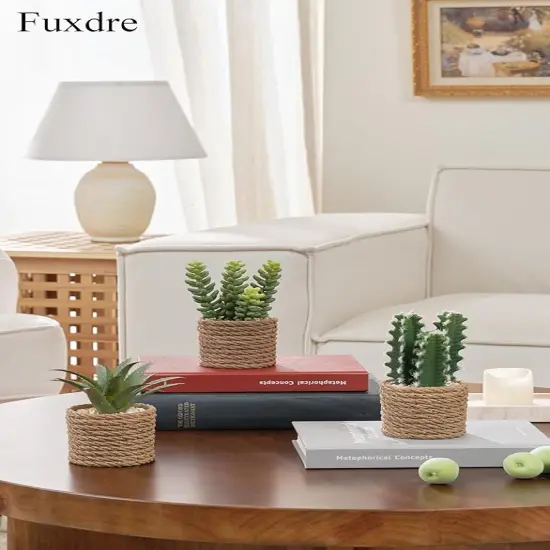 Artificial Succulent Plants with 3 Pcs, Succulents Plants Artificial with Vintage Plastic Waterproof Pot, Fake Succulents Decor for Home, Office, Bathroom, Living Room, Desk, Shelf and Table {2}