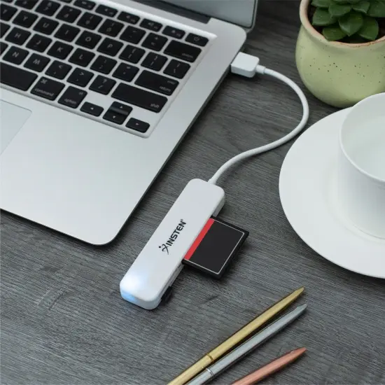 4 Slot Card Reader with Storage Pouch Compatible with USB 3.0, Simultaneously Reads/Writes SD, CF, MS, and microSD Memory Cards on PCs Running Windows or macOS (White) {5}