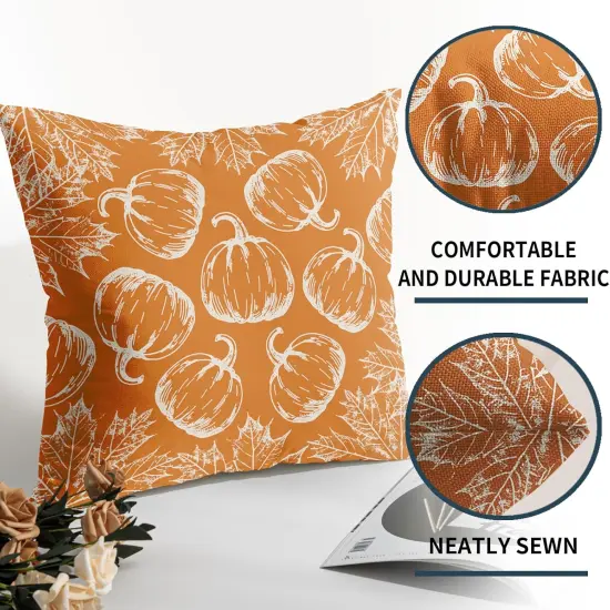 Set of 2 Pumpkin Fall Pillow Covers 18x18(Burnt Orange) {4}
