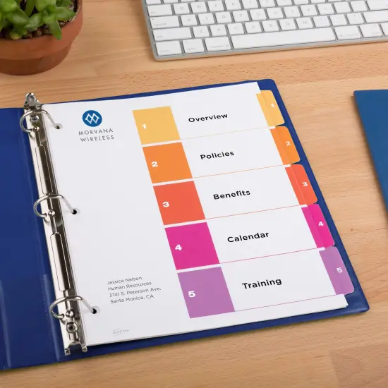 Avery Ready Index 5 Tab Binder Dividers, Customizable Table of Contents, Multicolor Tabs, 6 Sets (11187) {6}