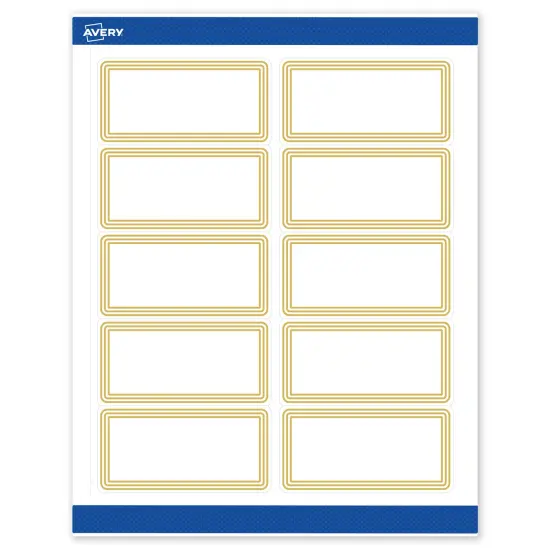 Avery Printable Rectangle Labels, Gold Multi-Lined Border, 2" x 4", Matte White Rectangle Labels, Permanent, Laser/Inkjet, 100ct, Great for Product Labels {1}