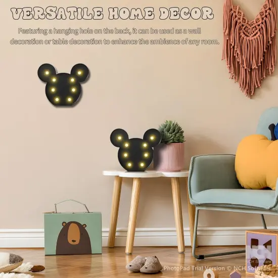 YiaMia Black Mickey Mouse Shaped Night-Light for Kids {4}