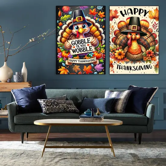12x16inch - 2 Pack Thanksgiving Turkey Diamond Painting Kits for Adults {2}
