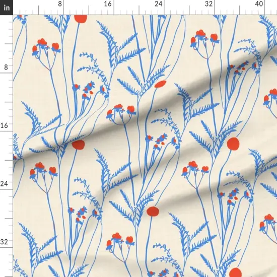 Various Fabrics by the Yard or Fat Quarter Elegant Boho Floral Americana Bohemian Xl Scale Red Cream Blue Refined Custom Printed Fabric by Spoonflower {1}