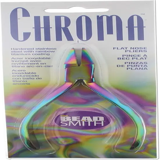 The Beadsmith Chroma Series Flat Nose Pliers, 5.5" (140mm) with Hardened Stainless-steel Head, Rainbow Titanium Coating, Contoured Comfort Grip Handle and Double-leaf Spring, Tool for Jewelry Making {6}