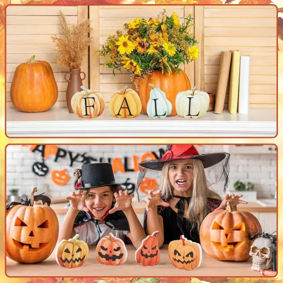 4 Pcs Fall Pumpkin Decor Double Side Halloween Decorations {4}
