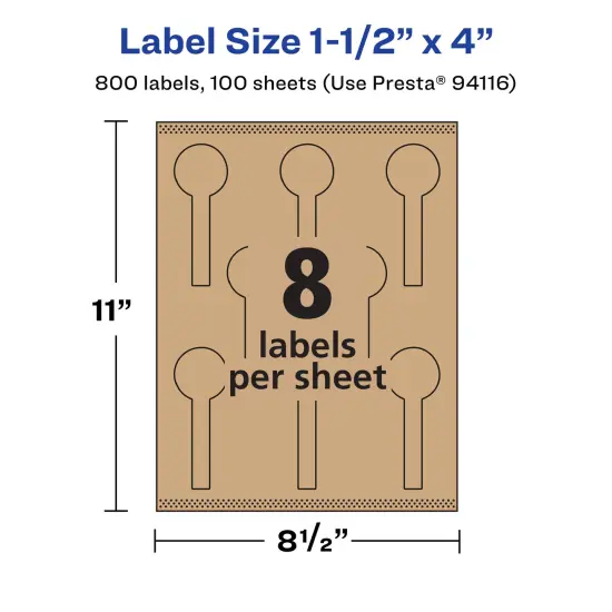 Avery Kraft Brown Lollipop Labels with Sure Feed, 1.5" x 4" {5}