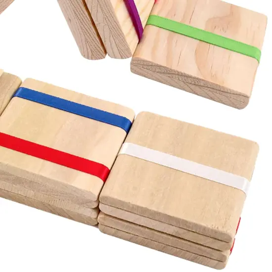 Channel Craft Jacob's Ladder Wooden Folk Toy, Retro Fidget, Cascade of Tumbling Blocks with Red, White, and Blue Ribbon, 13.25 inch {4}