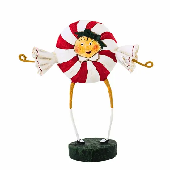 Lori Mitchell 8.75 In Patsy & Peppie Mint Christmas Figurine Set , Lightweight Christmas Decor Peppermint Candy Christmas Red {3}