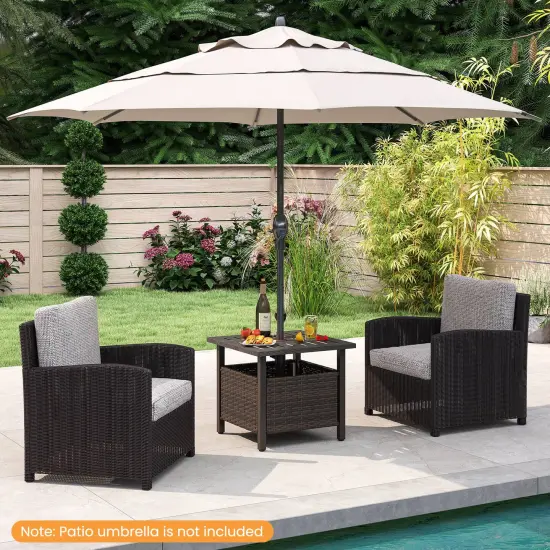 Costway Outdoor Side Table with 1.93" Umbrella Hole Zinc-iron Alloy Tabletop for Poolside {5}
