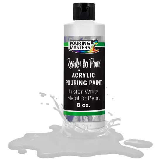 Pouring Masters Luster White Metallic Pearl Ready to Pour Acrylic Pouring Paint - Premium 8-Ounce Pre-Mixed Fluid Acrylic Paint - Fluid Art Supplies for Canvas, Wood, Paper, Tile & Rocks {1}