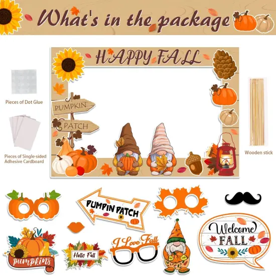 Fall Decor Happy Fall Gnomes Pumpkin Photo Booth Frame and Props {2}