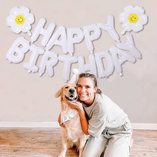 2pcs Daisy Balloons, Birthday Party Decorations,3D Mylar Foil Letter Birthday Balloons {4}