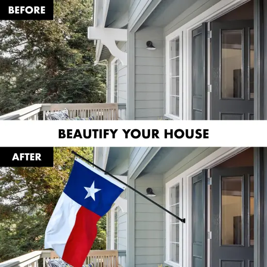 G128 - 5 Feet Tangle Free Spinning Flagpole (Black) Texas Flag Brass Grommets Embroidered 2x3 ft (Flag Included) Aluminum Flag Pole {3}