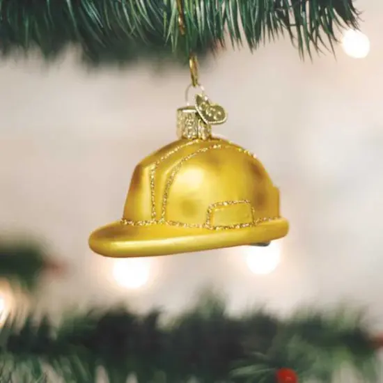 Old World Christmas 1.75 In Construction Helmet Christmas Tree Ornament , Ornament Safety Road Work Yellow {3}