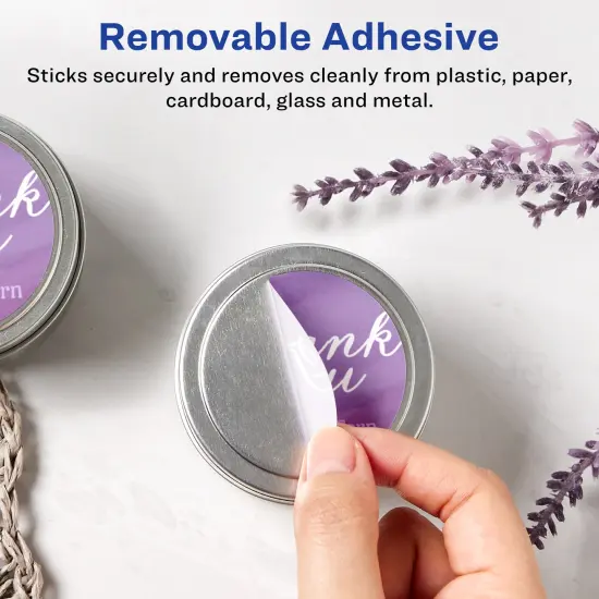 Avery Matte White Removable Round Labels with Sure Feed Technology, Print-to-the-Edge, 1-2/3" diameter {2}