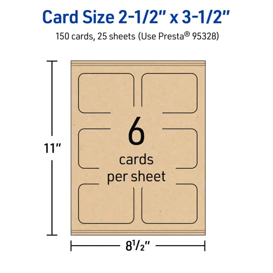 2-1/2" x 3-1/2" Rectangle Rounded Corners, Kraft Brown Business Cards {5}