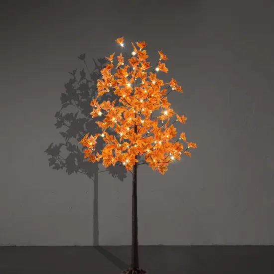 6FT 120LED Artificial Lighted Maple Tree Warm White Fall Decorations Indoor Ourdoor, Orange {3}