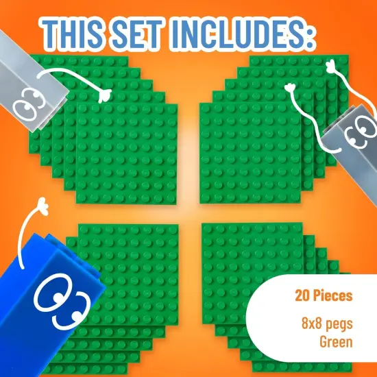 Strictly Briks Classic Building Brick Baseplates, Green, 20 Pieces, 8x8 Studs, Creative Play Set for Ages 3 and Up, 100% Compatible with All Major Brick Brands {3}