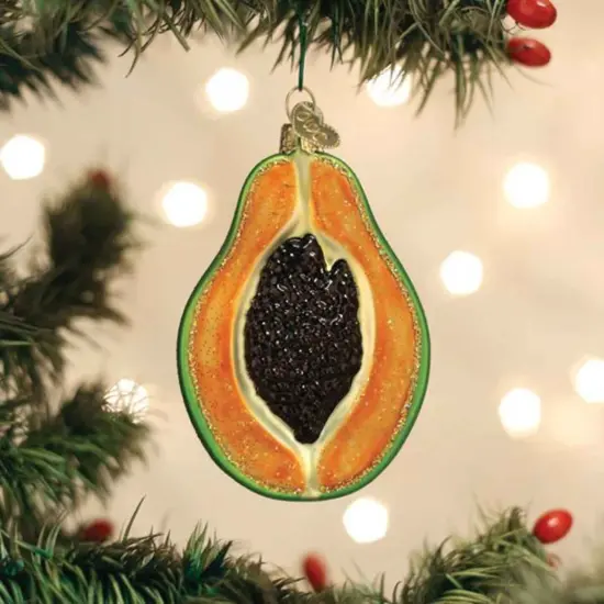 Old World Christmas 3.5 Inch Papaya Tree Ornament , Nutritional Tropical Fruit Multicolored {3}