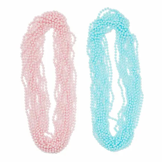 Baby Gender Reveal Party Favors, Team Boy and Girl Button Pins, Bead Necklaces (48 Pieces) Pink {6}
