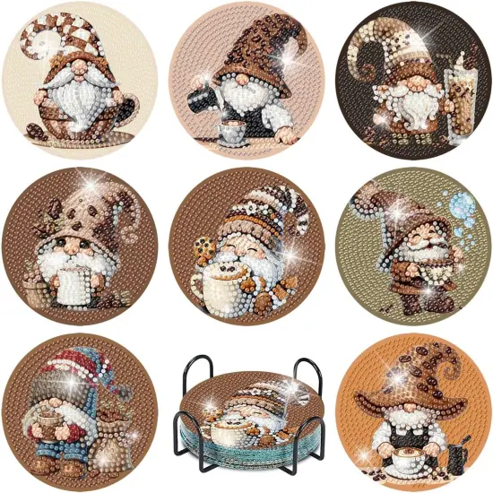 Gnome Coffee Diamond Painting Coasters Kits for Adults {1}