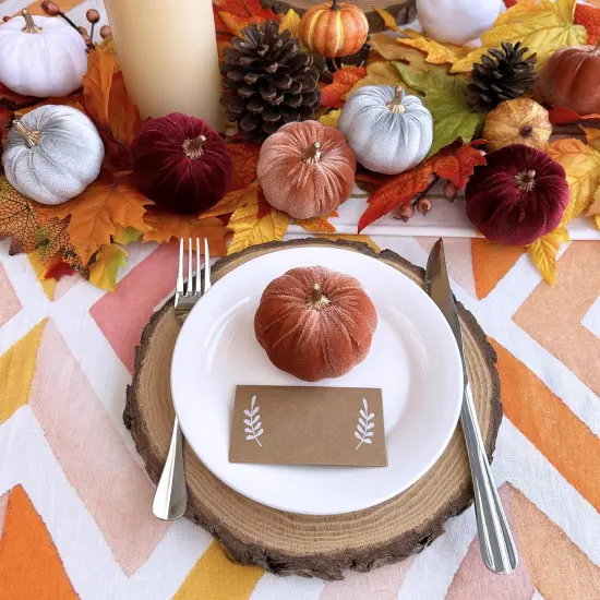 12 Pcs Assorted Small Faux Rustic Velvet Pumpkins Decorative {5}