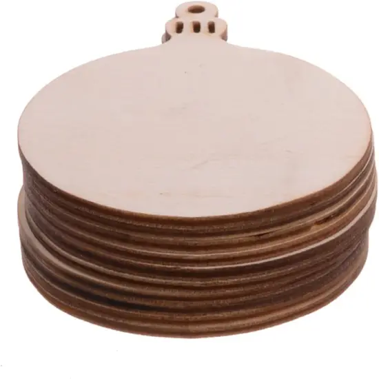 (10PCs Round Style) -Christmas Wooden Crafts Hanging Ornaments Christmas Tree Decoration {1}
