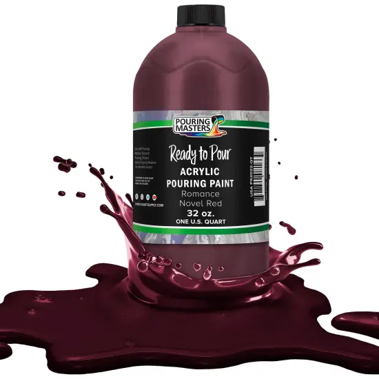 Pouring Masters Romance Novel Red Ready to Pour Acrylic Pouring Paint - Premium 32-Ounce Pre-Mixed Fluid Acrylic Paint - Fluid Art Supplies for Canvas, Wood, Paper, Tile & Rocks {1}