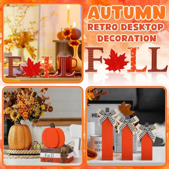 11pcs Fall Decorations for Home Pumpkin Tiered Tray Decor Fall Table {3}