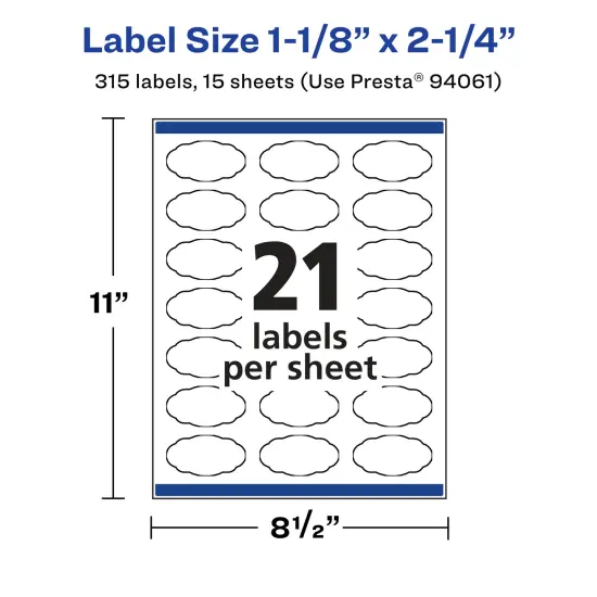 Avery Matte White Removable Oval Scalloped Labels with Sure Feed Technology, Print-to-the-Edge, 1-1/8" x 2-1/4" {5}