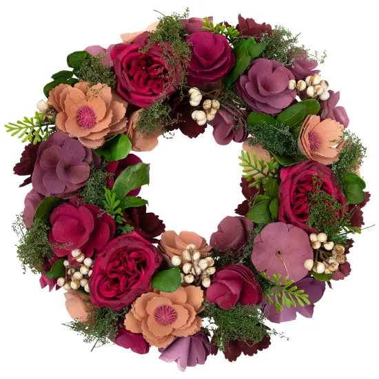Northlight Wooden Floral Artificial Spring Wreath with Dried Pods - 13.5" Red {3}