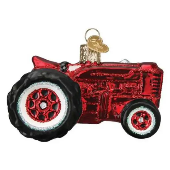 Old World Christmas 2.75 In Old Farm Tractor Christmas Tree Ornament , Equipment Plow Red {2}