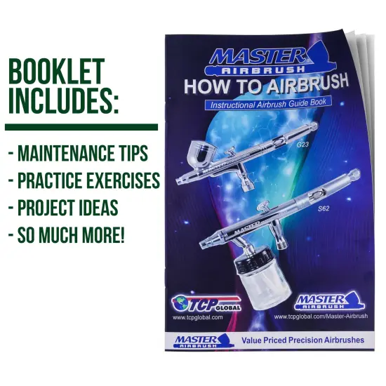 Multi-Purpose Airbrushing System Kit with Portable Mini Air Compressor - Gravity Feed Dual-Action Airbrush plus Air Hose {5}