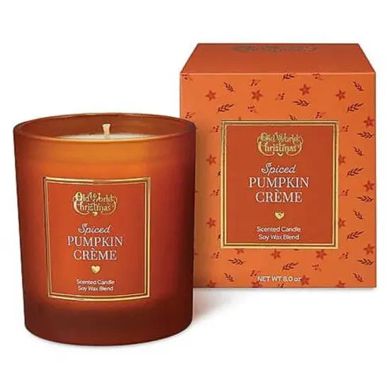 Old World Christmas 3.5 Inch Pumpkin Creme Scented Candle Thanksgiving Flame Candle , Thanksgiving Decor Orange {2}