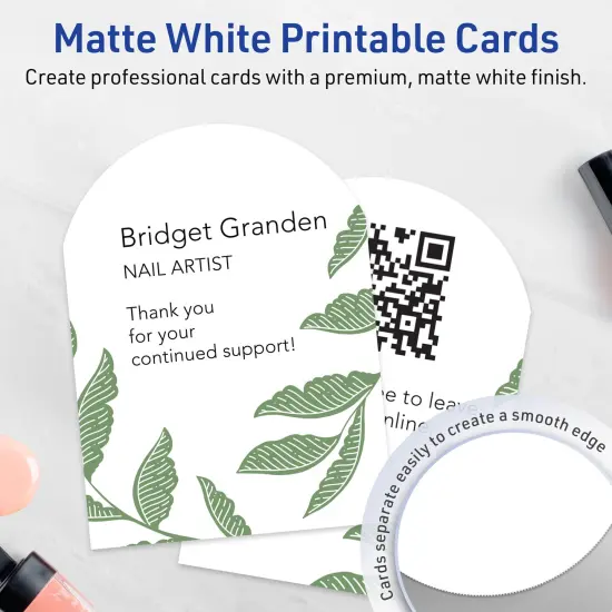 Avery Printable Arched Flat Cards, Sure Feed Technology, 4-3/4" x 3-1/2", Matte White Cardstock, Print-to-The-Edge, Laser/Inkjet Printable, 40 Total {9}