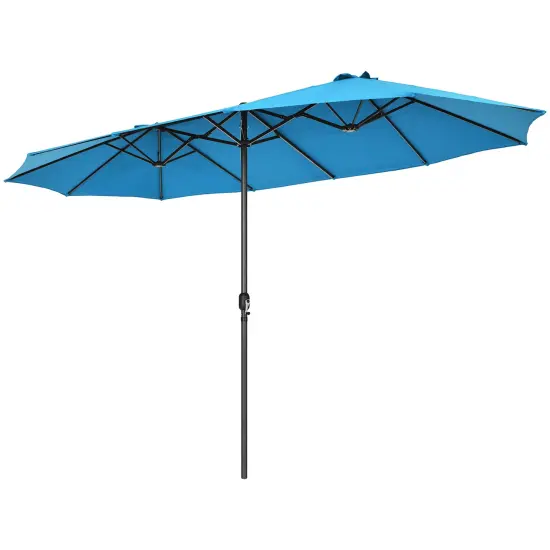Costway 15FT Patio Double-Sided Umbrella Crank Outdoor Garden Market Sun Shade Red\Blue\Coffee\Beige\Navy\Orange\Turquoise {7}