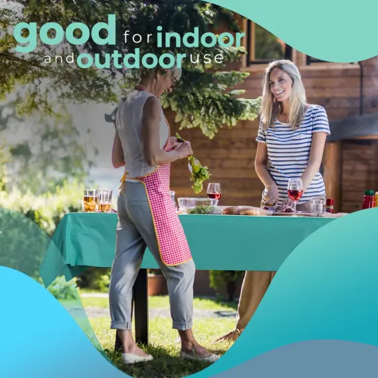 Exquisite Plastic Table Cover Roll &ndash; 40" x 300' Disposable Tablecloth Roll &ndash; Premium Thick 0.5 MIL Plastic Banquet Roll &ndash; Party Table Cover Roll for Events & Catering Aqua {2}