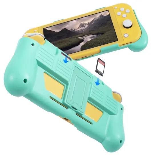 Protective Case for Nintendo Switch Lite 2019, Hard Grip Cover with 2 Game Card Slots Holder, Built in Stand, Shock-Absorption & Anti-Scratch Design, Turquoise Green by Insten {2}