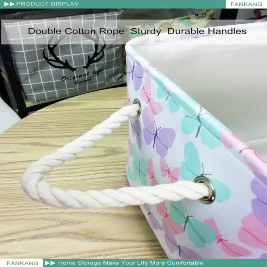Rectangular Laundry Basket Nursery Storage Fabric Storage Bin Storage Hamper {5}