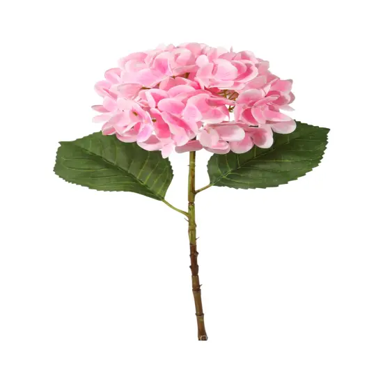 17.75" Pink Hydrangea Stem &ndash; 8" Bloom, Lifelike Faux Flower Decor {6}