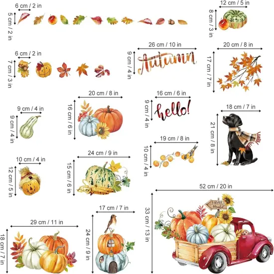 Thanksgiving Autumn Pumpkin Truck Double Sided Window Clings {3}