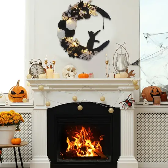 Halloween Moon Cat Wreaths for Front Door {2}