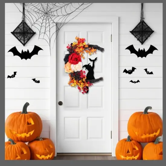 Halloween Wreaths for Front Door Moon Black {2}